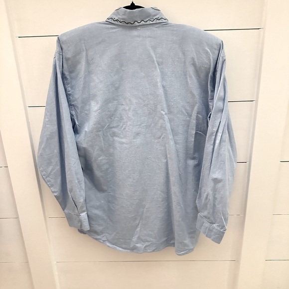 CAPACITY Vintage Dead stock blue embroidered floral woman loose fit top NWT PL - Picture 2 of 13